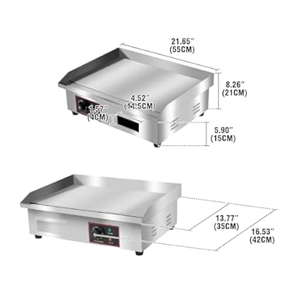 KayEsampra Elektrischer Grill, 3000W Arbeitsplattengrillplatte Grillplatte Edelstahl Elektro Grill 55 x 36 cm für Balkon & Indoor, Stufenlos 50-300 °C – Bild 4