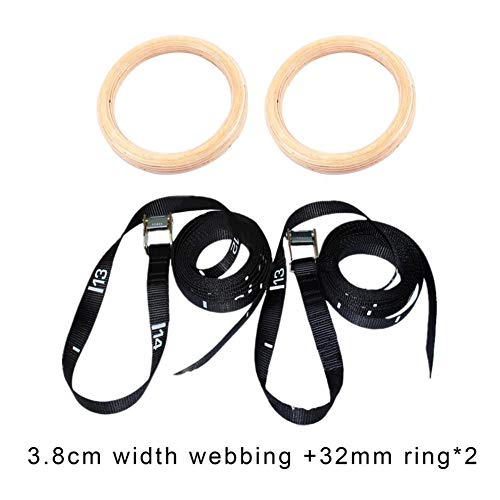 rowna Training Ring, Birch 14.76ft Long Straps Nonslip Wooden Gymnastics Rings with Adjustable Cam B rowna Training Ring, Birch 14.76ft Long Straps Nonslip Wooden Gymnastics Rings with Adjustable Cam B