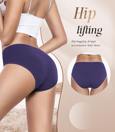 Women's Cotton Underwear High Cut Soft Briefs Full Coverage Ladies Panties 5 Pack(Regular & Plus Size) - Image 5