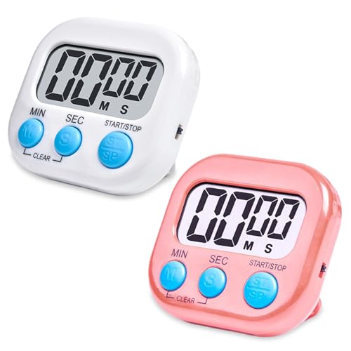 Temporizador Digital, Temporizador de Cocina magnética de 2 Piezas, Temporizador de cronómetro de Cuenta y Cuenta de Timer Visual Fuerte para niños Temporizador Digital para niños