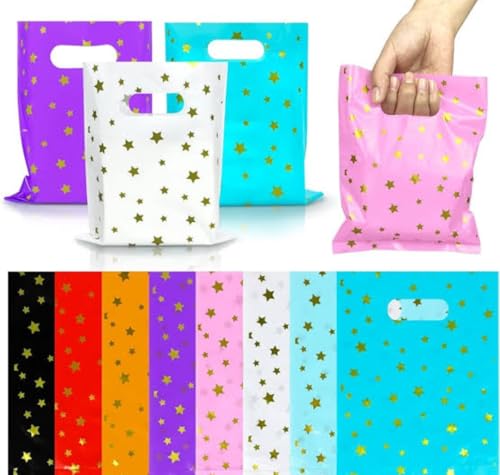 Image of VRB Dec 24pcs Foil Guddy bags, return gift bags for kids birthday, Happy Birthday Party Return Gift Bags For Boys and Girls, Colorful Gift Bags (24pcs Mini Star Design)