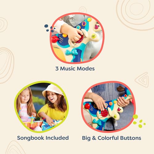 B. BX1166X Toys – Guitar for Kids – Woofer – Interactive Instrument – 3 Modes: Acoustic, Electric, Hound Dog – Musical Buttons – 20 Songs – 2 Years +