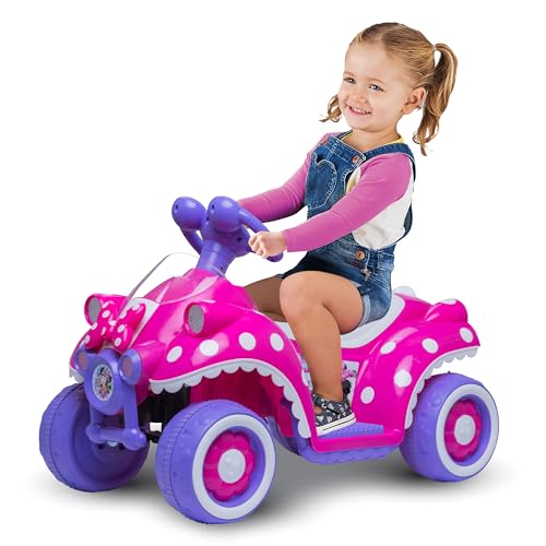 Kid Trax Toddler Disney Minnie Mouse Quad Ride-On, Kids 18-30 Months, 6V Battery and Charger Included, Max Weight 45 lbs, Hot Pink