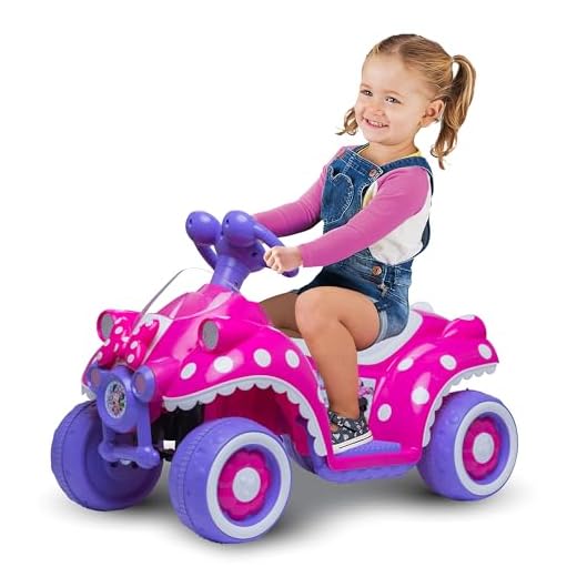 Kid Trax Toddler Disney Minnie Mouse Quad Ride-On, Kids 18-30 Months, 6V Battery and Charger Included, Max Weight 45 lbs, Hot Pink