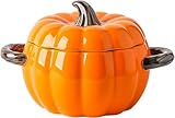 Pentola da forno olandese con coperchio, ciotola per zuppa di zucca, simpatica ciotola in ceramica a forma di zucca per zuppe/farina d'avena/snack, decorazione da tavolo per Halloween/Ringraziamento