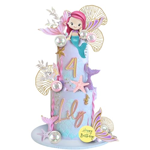 21PCS Mermaid Cake Topper Mermaid Birthday Cake Decorations