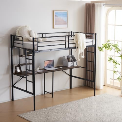 高さ110cm】ロフトベッド パイプベッド シングル 一人暮らし BLACK