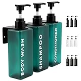 FCINNOVA Duschgel- und Shampoo-Spender, 500 ml, Aquamarin, 3 Flaschen für Gel und Shampoo +...