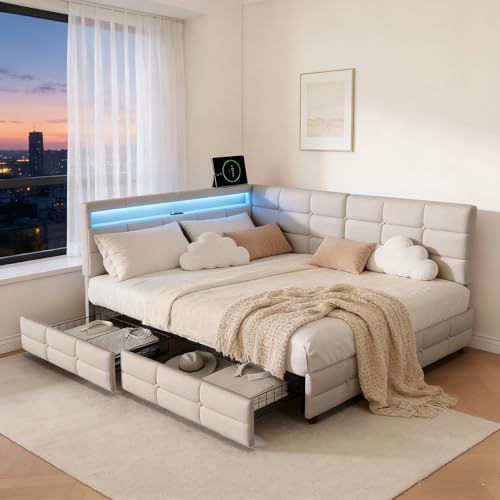 BRILVERDE Cama con almacenamiento de 140