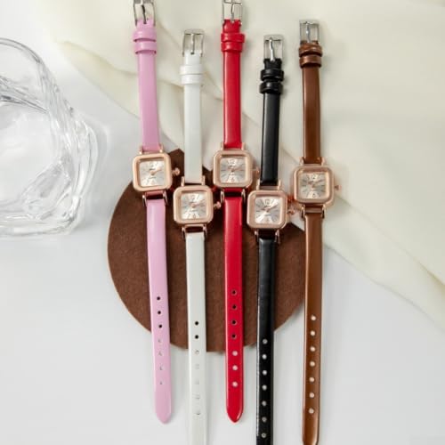 QuivyLivy Quadratisches Quarzuhren- Set für Damen, minimalistisches Retro- Design, kleines Armband aus Legierung, lässiges Mode- Accessoire- Set mit Schmuckverschluss, 38 mm Zifferblatt (bra-3
