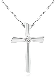 Natural Diamond Pendant for Women | Round Diamond Cross Pendant Necklace in 14K Solid Gold/Platinum | April Birthday, Anniversary, Gemstone Jewellery Gift