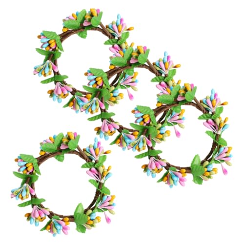 Couronne d'anneaux de Bougies de pâques, Guirlande brindilles Baies artificielles, pour décor fête Printemps, 4 pièces, décorations pâques