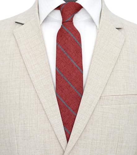 Image of BELLUNO Men's 2.5 inch Skinny Solid Cotton Linen Ties
