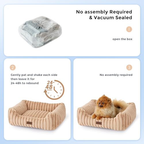 Small Dog Beds for Small Dogs - Washable Cat Beds for Indoor Cats, Rectangle Orthopedic Puppy Bed with Fluffy Removable Cover, 20x19x7inches, Grey - Image 6