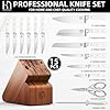 Knife Set, 15 Pcs Kitchen Knife Block Set, Enduring Razor-Sharp Japanese High Carbon Stainless Steel Chef Knife Set with Block and Sharpener, Premium Knives Set for Kitchen, White Acacia