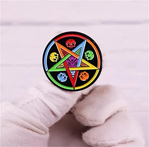 Image of Rainbow Satan Star Pentagram Baphomet Enamel Pin LGBT Pride Skull Goat Brooch Metal Lapel Pins Badge Denim Jewelry Gift for Backpacks Women Men