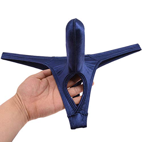 Sexy Men's Long Bulge Pouch Thong Underwear Balls Out Shiny T-back Soft & Stretchy G-string2