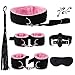 YUEKUN 7PCS Couple de Adultes Bondage Set Sports Confortable Accessoires Menottes Vêtements Couples Kit Yoga Set Jouets de Jeu de Lit Amusant (Rose)