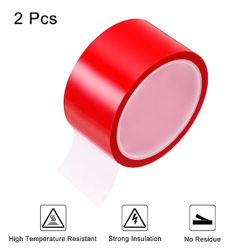Image of HARFINGTON 2 Rolls Heat Tape High Temperature Heat Resistant Tape 50mmx33m(108ft) Sublimation Thermal Heat Transfer Tape for Sublimation Press No Residue, Red