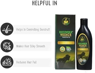 Bhumika Vedics Herbal Hair Oil For Men & Women | Promotes Hair Growth & Reduces Hair Fall | With Indigofera,Aloe vera,Neem, Amla, Bhringraj and Coconut Oil 400 ml