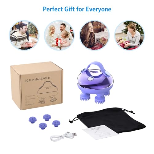 Olipiter Massageador elétrico de couro cabeludo com 100 nós de massagem, massageador de cabeça portá