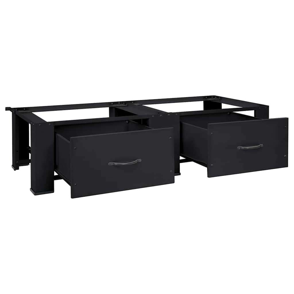 Waschmaschinen-Podest aus Stahl Schwarz, 127 x 54,5 x 32,5 cm, 2 Stück, mit verstellbaren Füßen, für Frontlader und Toplader, Innenbereich, reduziert Bücken und schützt Boden vor Kratzern