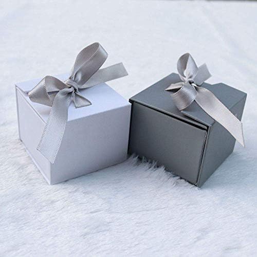 ANNIUP 4 Pack Jewelry Gift Boxes with Bowknot Ribbon Lace Paper Box Pendant Case Travel Storage Display Case for Ring Necklace Earrings Brooch, Small, 5X5X4 cm, White