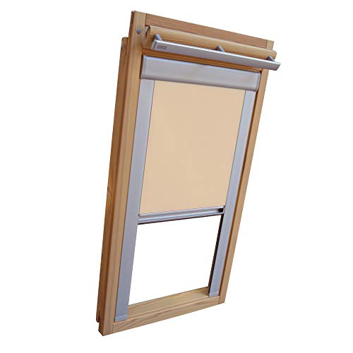 Sichtschutz-Rollo für VELUX Dachfenster für TYP GGU/GPU - 308 - Farbe beige-karamell - mit Aluminium Seitenschienen