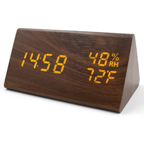 KESHIDE Wooden Digital Alarm Clocks for Bedrooms Electric Desk Clock with Large Numbers, USB Port, Loud Alarm KESHIDE Wooden Digital Alarm Clocks for Bedrooms - Electric Desk Clock with Large Numbers, USB Port, Loud Alarm for Heavy Sleepers, Adjustable Volume, Dimmer, Snooze, DST, Wood Décor, Adapter Powered