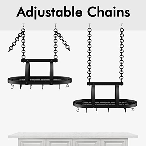 Kes Ceiling Pot Rack 34-Inch Hanging Pot Rack For Kitchen Oval Pot And Pan Rack Matte Black Pot Hanger With 20 S Hooks (For 16" And 24" Stud Mount), Kur221S85-Bk #TOP7