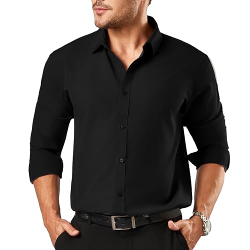 Dress Shirts for Men Big and Tall (Size XL-6XLT) Button Down Long Sleeve Tuxedo Shirts Business Casual Collared Shirt