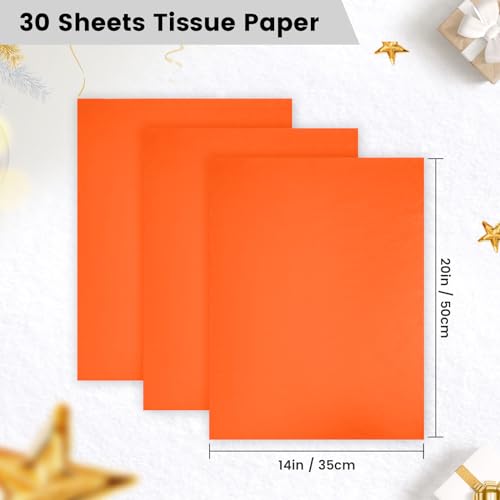 Image of Hlonon Orange Tissue Paper for Gift Bags - 30 Sheets of Orange Wrapping Tissue Paper Bulk Packaging Paper for Weddings Birthday DIY Project Christmas Halloween Thanksgiving Gift Wrapping Crafts Decor