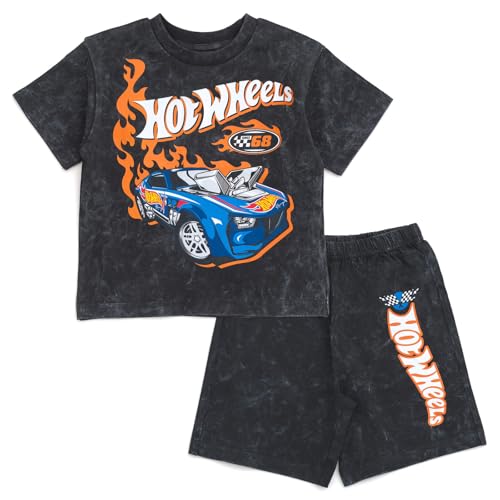 Hot Wheels Toddler Boys T-Shirt and Shorts Outfit Set Charcoal Gray 4T