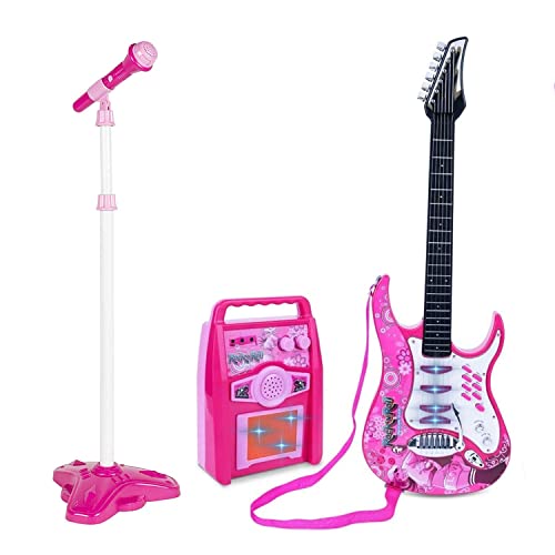 Generic KGS Willbebest Kids Karaoke Microphone Guitar Musical Set Kids Electric Guitar Microphone Amplifier Set Karaoke Machine Musical Instruments Toy Electric Guitar cover