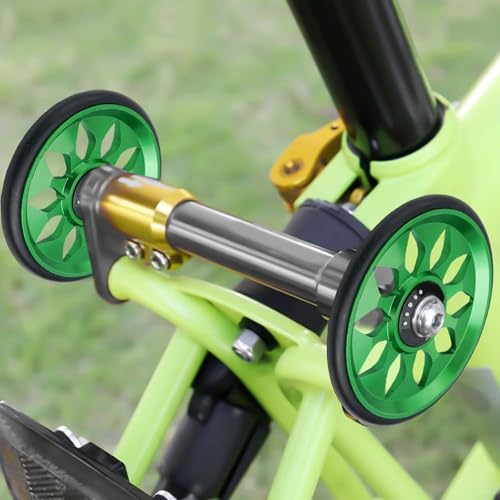 Ruedas de Entrenamiento para Bicicletas Plegables Belnotelt, Aleación de Aluminio, Tornillo M6, Resistentes al Desgaste, Ligeras (par en color verde) miniatura 4