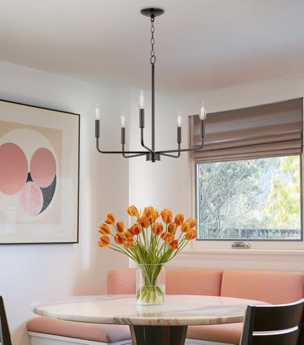 Image of Kira Home Camille 22 inch Modern 5-Light Chandelier for Kitchen Island