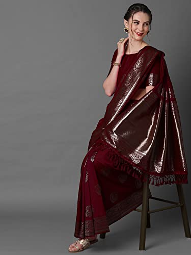 Image of AKHILAM Women's Silk Blend Woven Design Saree With Unstitched Blouse Piece(3PAKHI51 Parent)