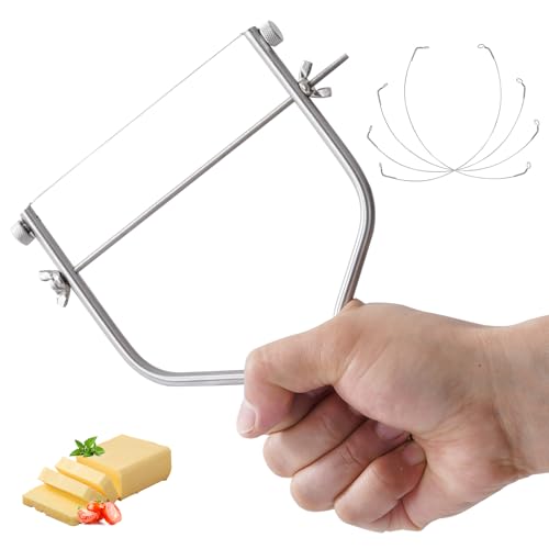 Xinglinsaiter Cheese Slicer & Cheese Cutter Stainless Steel Cheese Slicers with Cutting Wire replacement device & 4 Replacement Wires.for Block Cheese, Butter & Fruit etc.