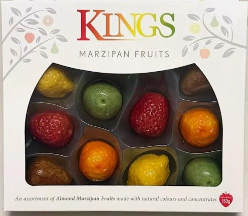 Marzipan Fruit Gift Box - Marzipan Fruit Sweets 150g with a Thank You Sticker- Christmas Stocking Gift for Kids and Adults
