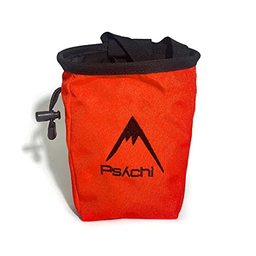 Psychi - Bolsa de magnesio para Escalada en Bloque y Tradicional - Correa para la Cintura y Bolsillo Trasero - Naranja Cover