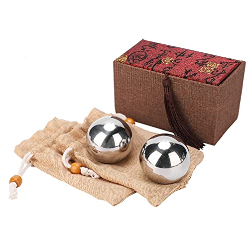 Bola de acero de mano de acero inoxidable 304 sólido, 50 mm de diámetro, 2 piezas, para entrenamiento de fuerza y ​​masaje de salud, herramienta de masaje de fitness premium para