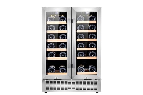 Honeywell 36 Bottle Dual Zone Compressor Wine Cooler Refrigerator, Large Freestanding Wine Cellar For Red, White, Champagne or Sparkling Wine, Digital Temperature Control, Stainless Steel on Fridge.com