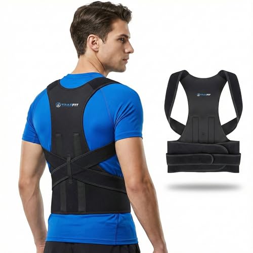 Image of Posture Corrector Belt for Men| For Women| Back Pain Relief Belt| Adjustable Back Brace for Spine Alignment, Shoulder, Clavicle & Upper Back Support| Lightweight & Breathable | Universal Size|