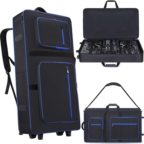 Aleemin DJ Controller Case with Wheels Compatible with XDJ-AZ, Rolling DJ Travel Gig Bag with 10MM...