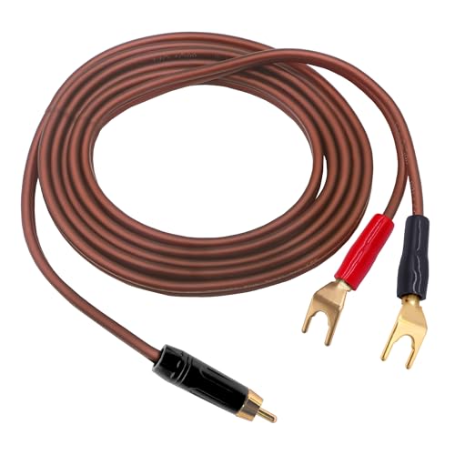 YARCHONN RCA to Y Spade Plug Speaker Cable Wire Cord, RCA Male to 2Y Spade Connector Adapter Audiophile OFC HiFi Speaker Audio Cord for Amplifier Subwoofer Audio System -6.6FT/2M