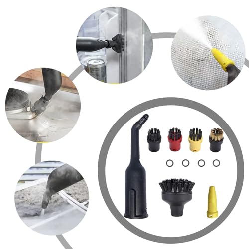 NIYATA Sätze für Kärcher Dampfreiniger Zubehör,Ersatzteile für Kärcher SC1 SC2 SC3 SC4 SC5,Dampfreiniger Ersatzteile 3 Rundbürste,1 Kupfer-Rundbürste,1 Rundbürste Gross,1 Düsen,1 Erweiterte Düse