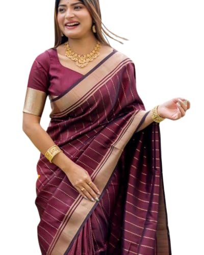 Image of C J Enterprise Women's Banarasi Saree Pure Kanjivaram Style Silk Saree With Blouse Piece for Wedding (BS09)