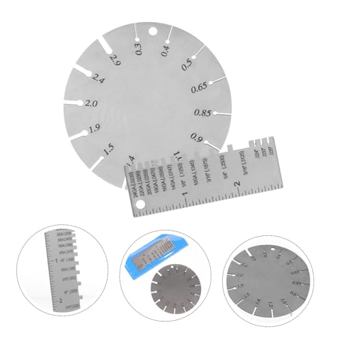 GLEAVI 2 piezas Calibrador de grosor de acero inoxidable para medición precisa de alambre y chapa metálica, versátil y conveniente para soldadura y fabricación miniatura 3