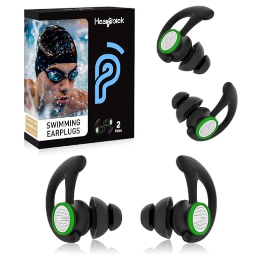 2 Pairs Ear Plugs for Swimming Adults, Hearprotek Reusable Custom-fit Swim Water Ear Plugs Men Women for Swimmers Shower Pool Bath Surfing Kayaking Canoeing(Black)
