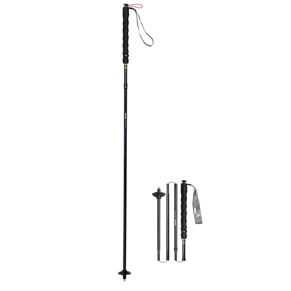 AONIJIE Kijki trekkingowe z włókna węglowego, lekkie, składane, ultralekkie, do spacerów i wędrówek (czarne, 125 cm)